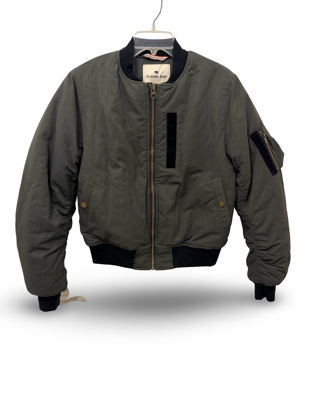 The Normal Brand Sophia Canvas Bomber Jacket Olive Green Women's Size Medium